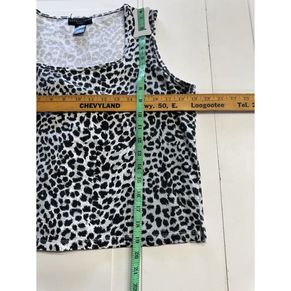 August Silk Options Vintage Crop Tank Top Animal Print Cotton Size Large - Picture 3 of 4